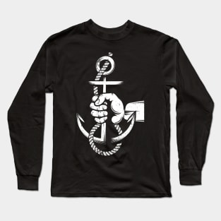 Sailor hand holds an anchor with rope Long Sleeve T-Shirt